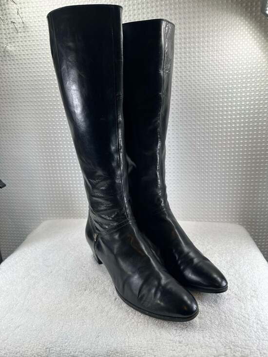 Salvatore Ferragamo Black Leather Knee High  Boots - Picture 2 of 10